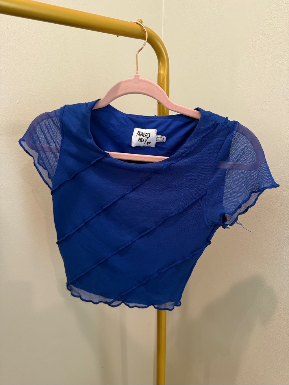 Princess Polly Blue Mesh Crop Top